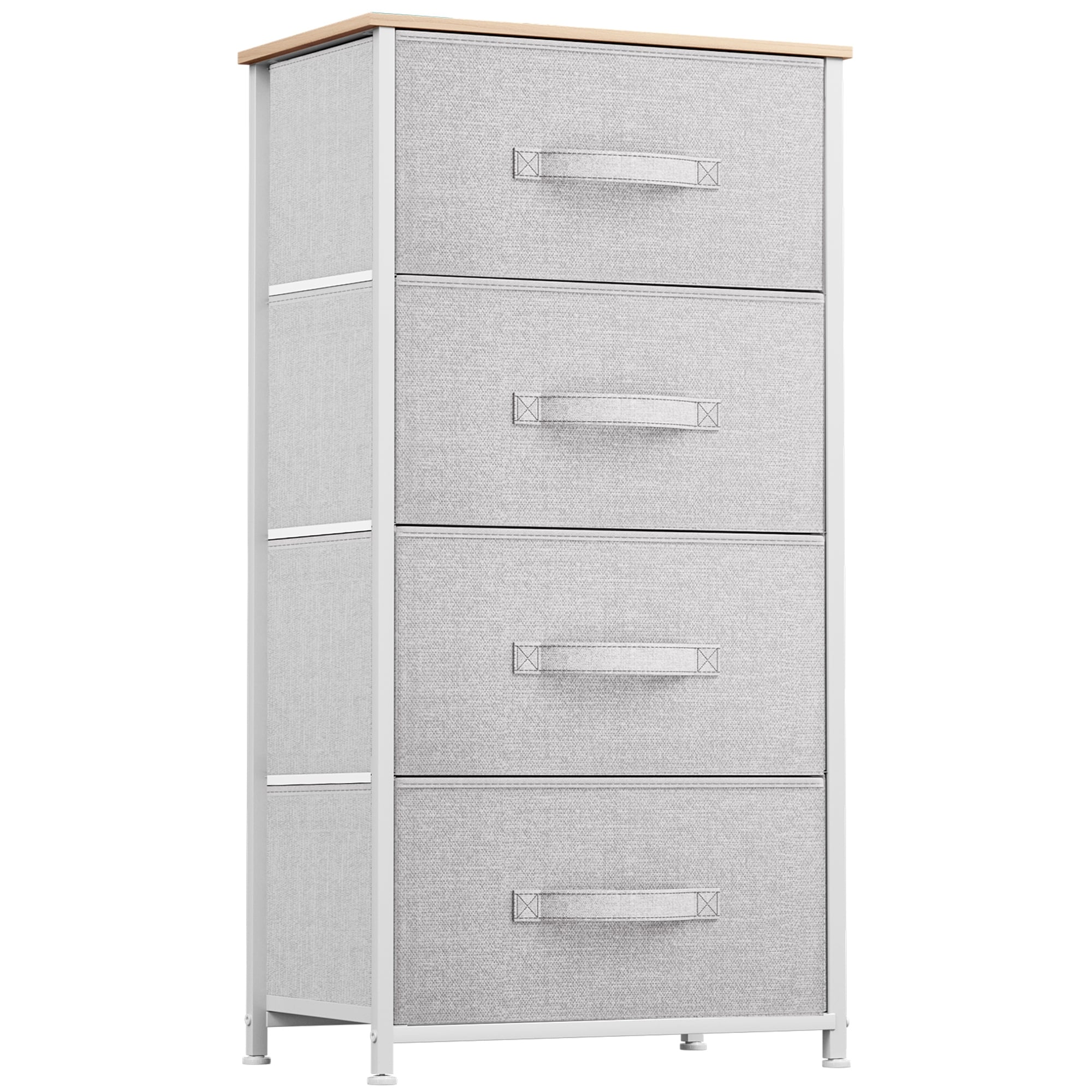 Commode moderne en tissu à 4/8/10 tiroirs avec plateau en bois