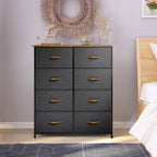 Commode moderne en tissu à 4/8/10 tiroirs avec plateau en bois