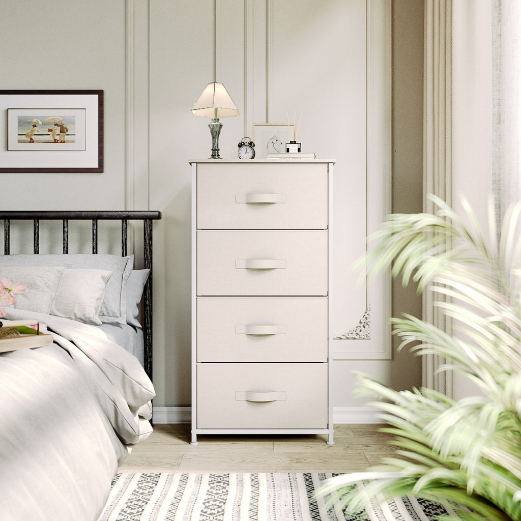 Commode moderne en tissu à 4/8/10 tiroirs avec plateau en bois