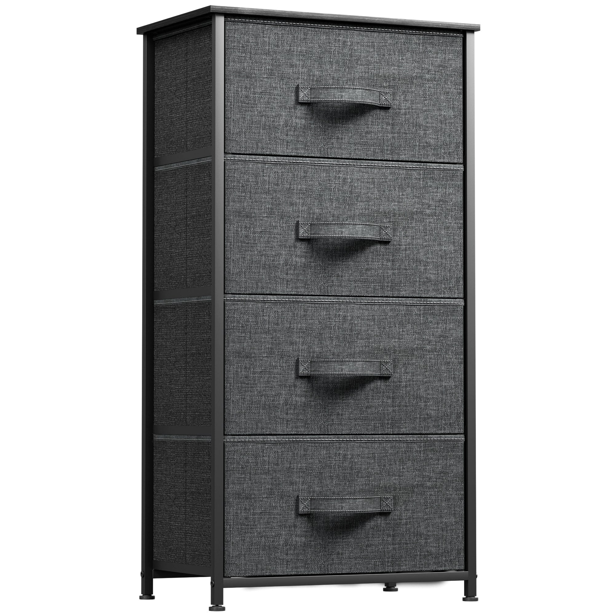 Commode moderne en tissu à 4/8/10 tiroirs avec plateau en bois