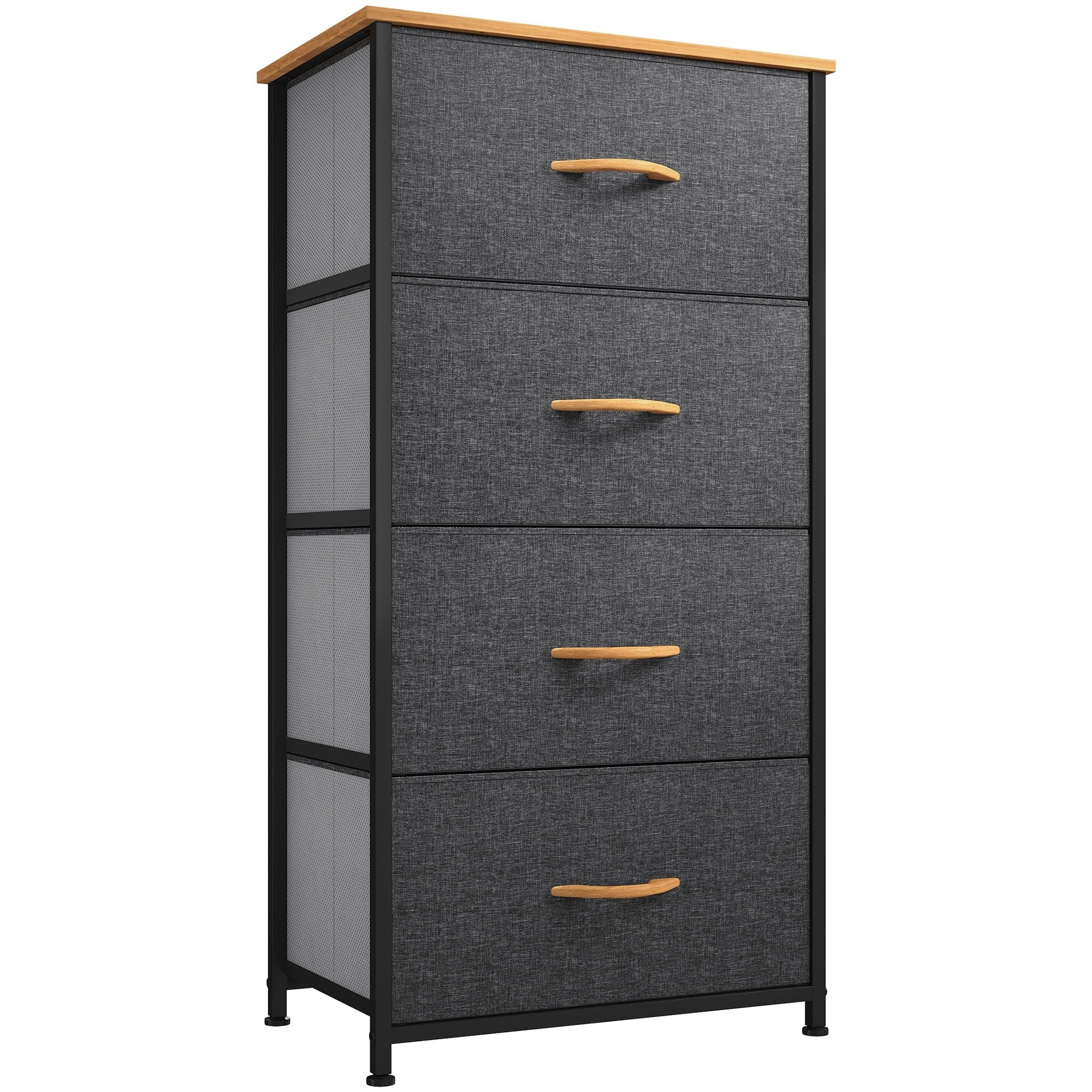 Commode moderne en tissu à 4/8/10 tiroirs avec plateau en bois