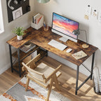 Petit bureau en L avec étagères de rangement Bureau d'ordinateur d'angle