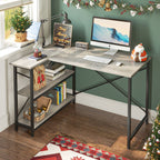 Petit bureau en L avec étagères de rangement Bureau d'ordinateur d'angle