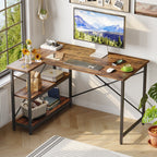 Petit bureau en L avec étagères de rangement Bureau d'ordinateur d'angle