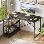 Petit bureau en L avec étagères de rangement Bureau d'ordinateur d'angle