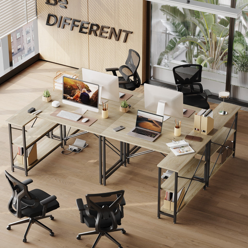 Petit bureau en L avec étagères de rangement Bureau d'ordinateur d'angle