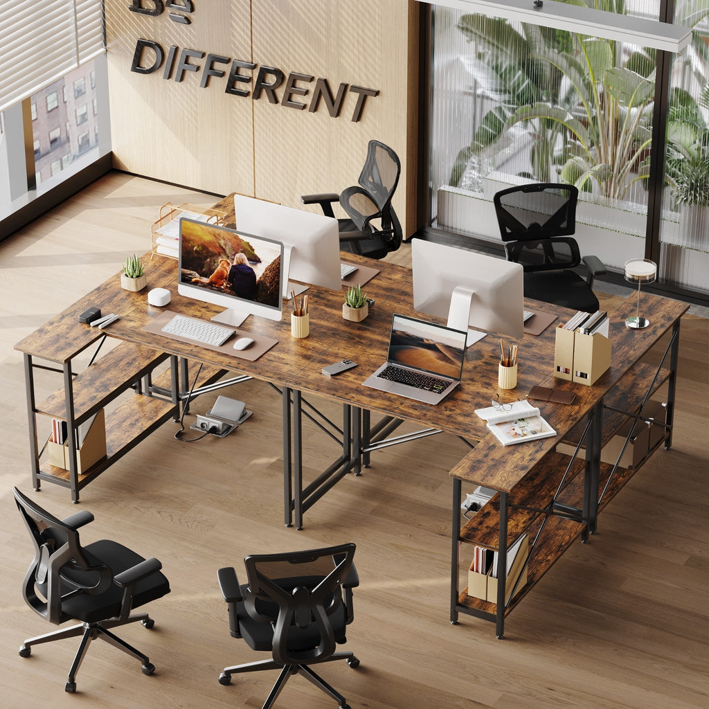 Petit bureau en L avec étagères de rangement Bureau d'ordinateur d'angle