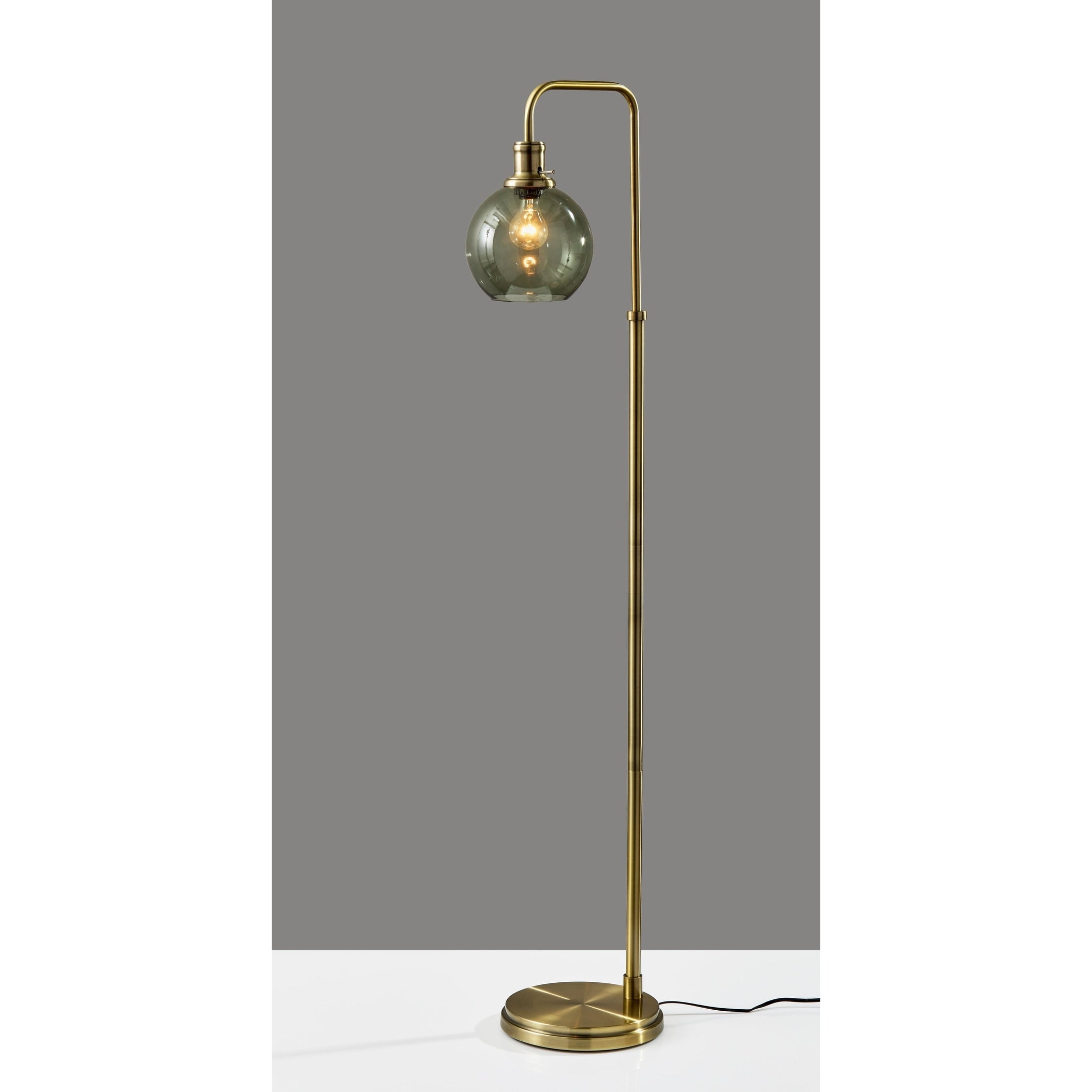 Lampadaire en verre fumé - Laiton