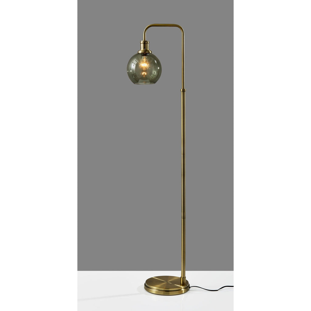 Lampadaire en verre fumé - Laiton