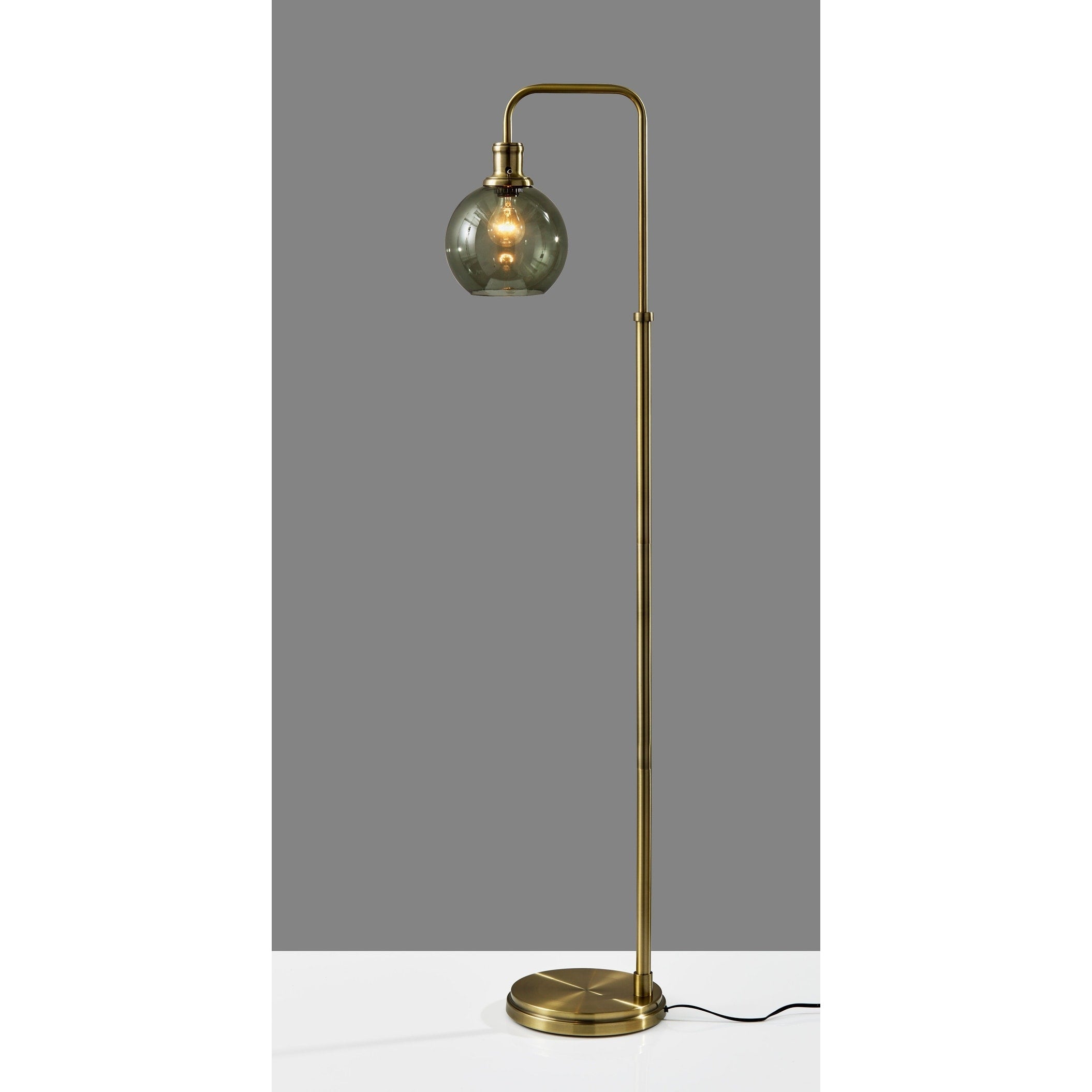 Lampadaire en verre fumé - Laiton