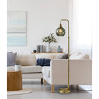 Lampadaire en verre fumé - Laiton