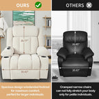 Fauteuil inclinable électrique en velours Snowflake avec repose-pieds allongé