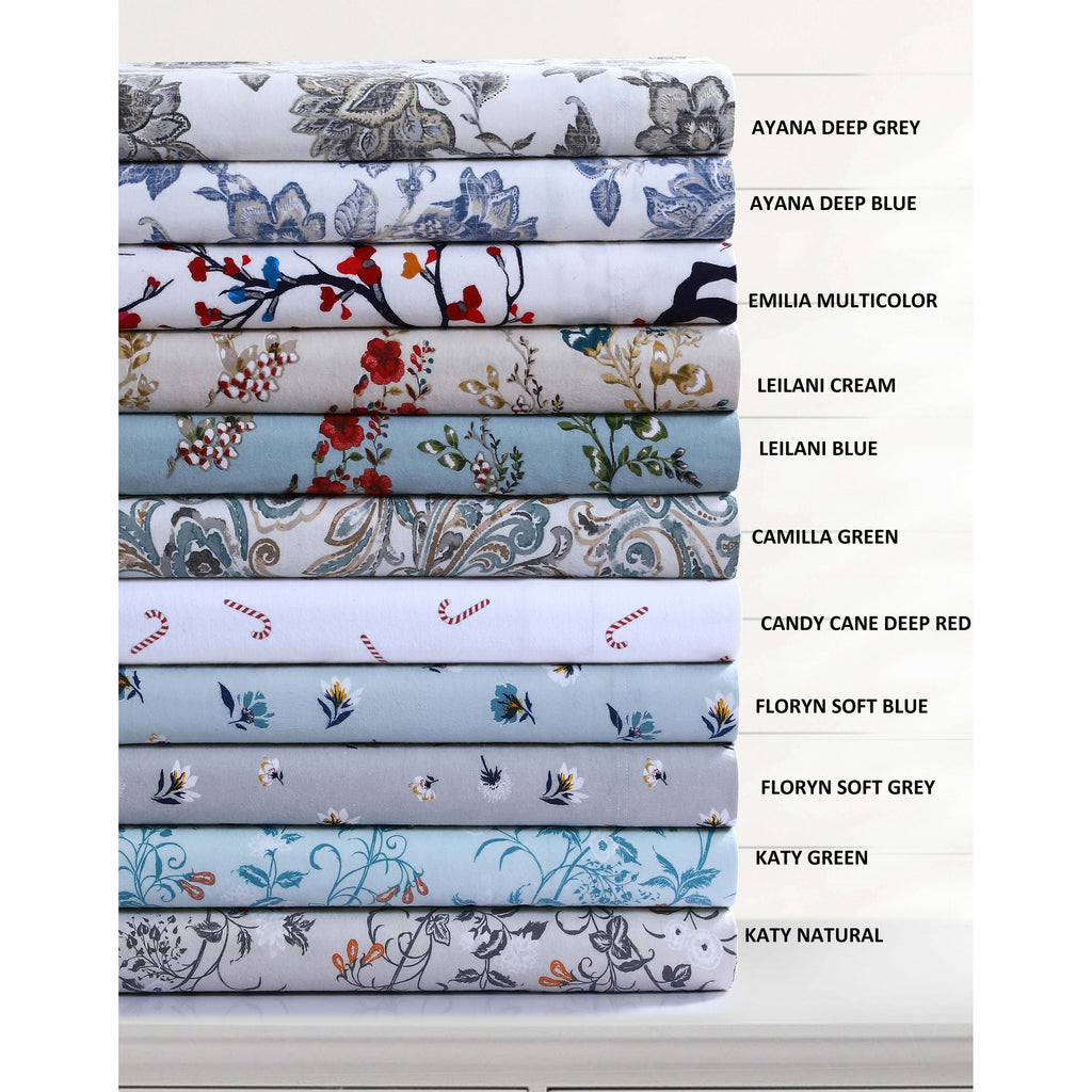 Parure de draps à poches extra profondes en flanelle de coton douce 170 g/m² imprimée