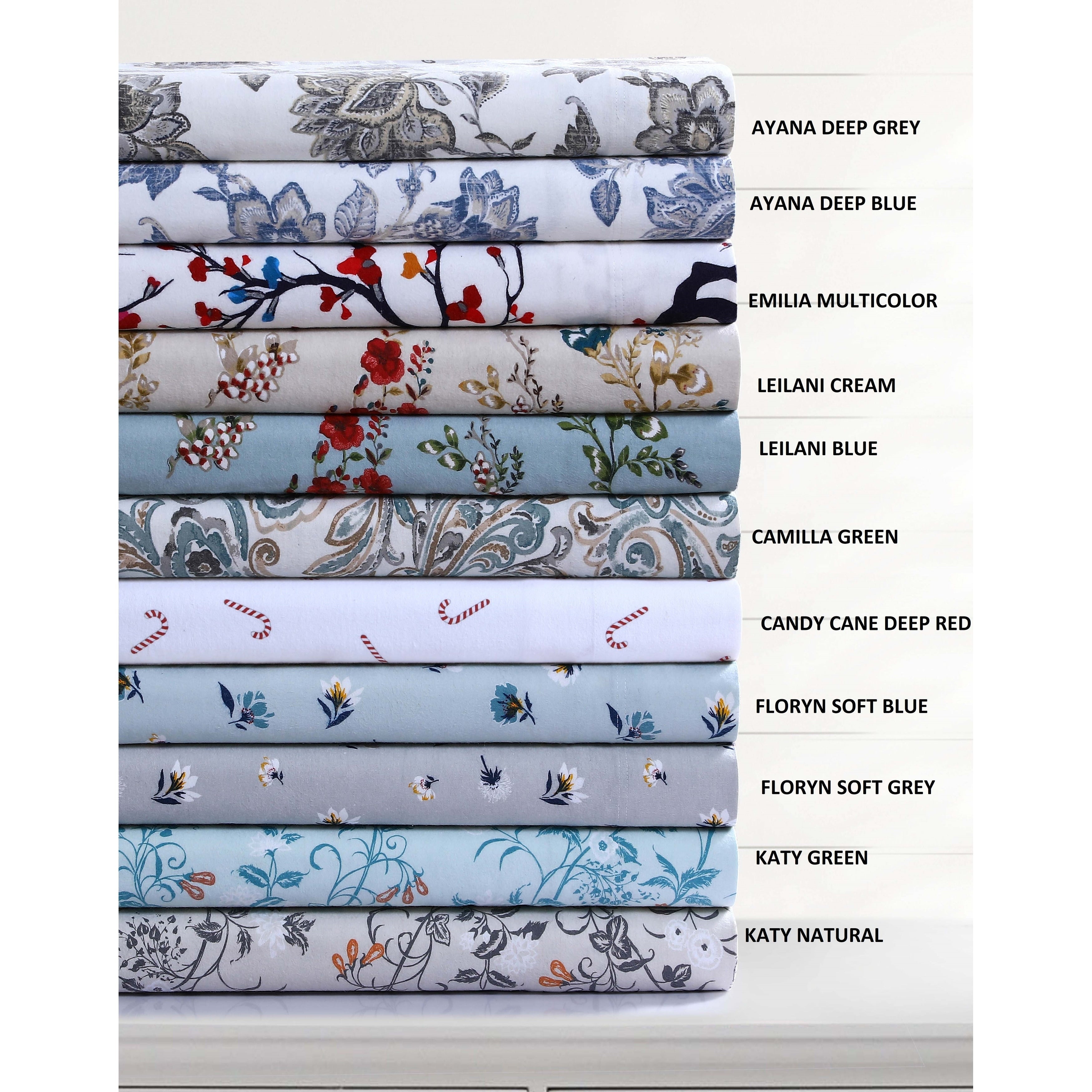 Parure de draps à poches extra profondes en flanelle de coton douce 170 g/m² imprimée