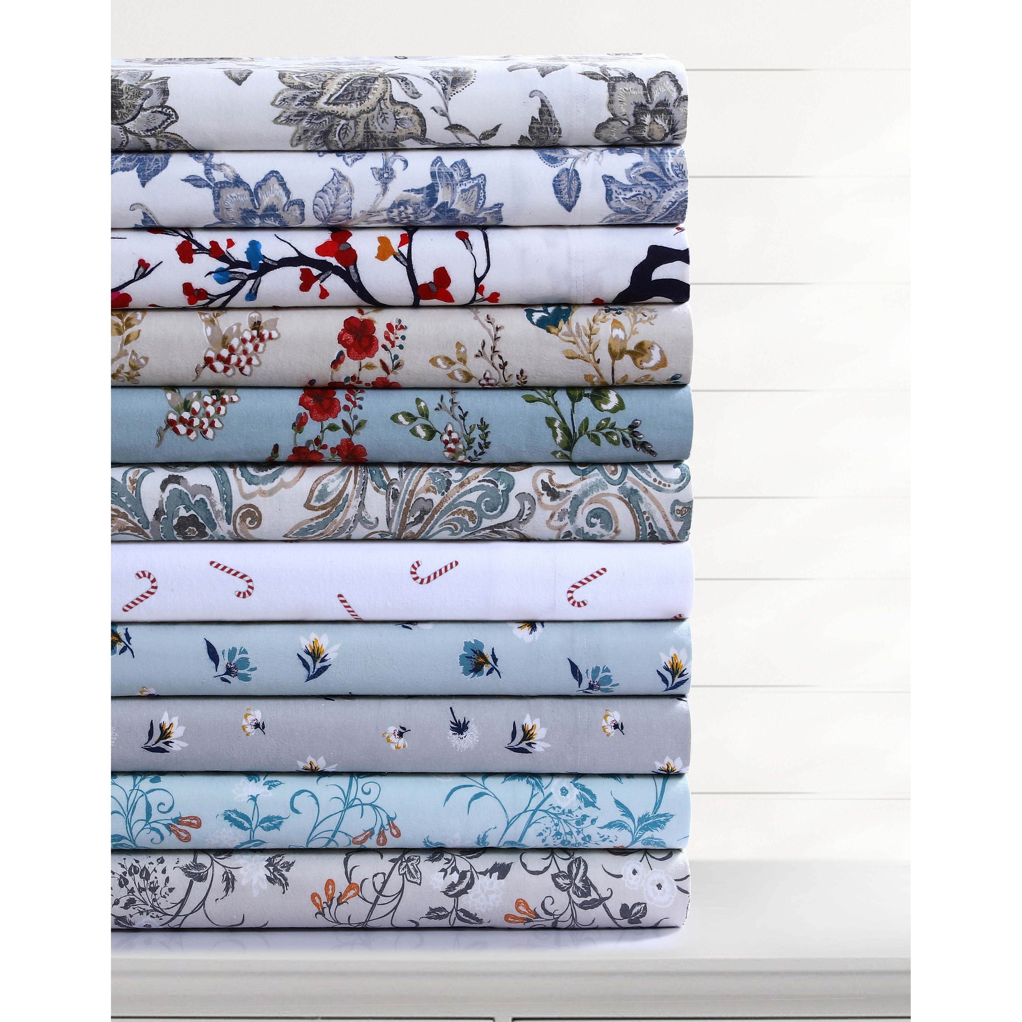 Parure de draps à poches extra profondes en flanelle de coton douce 170 g/m² imprimée