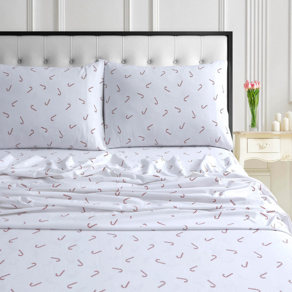 Parure de draps à poches extra profondes en flanelle de coton douce 170 g/m² imprimée