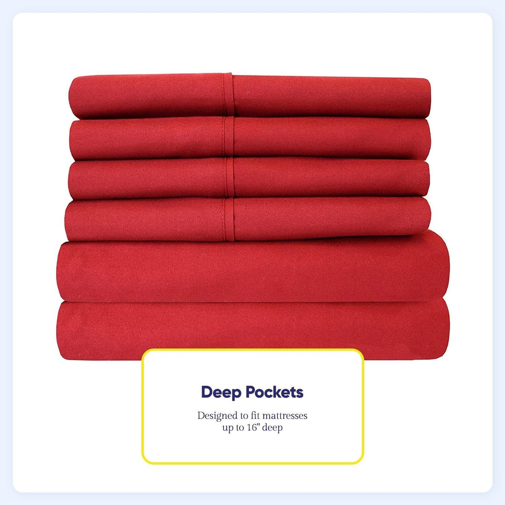 Ensemble de draps 7 pièces en microfibre brossée douce pour lit king size - 4 taies d'oreiller