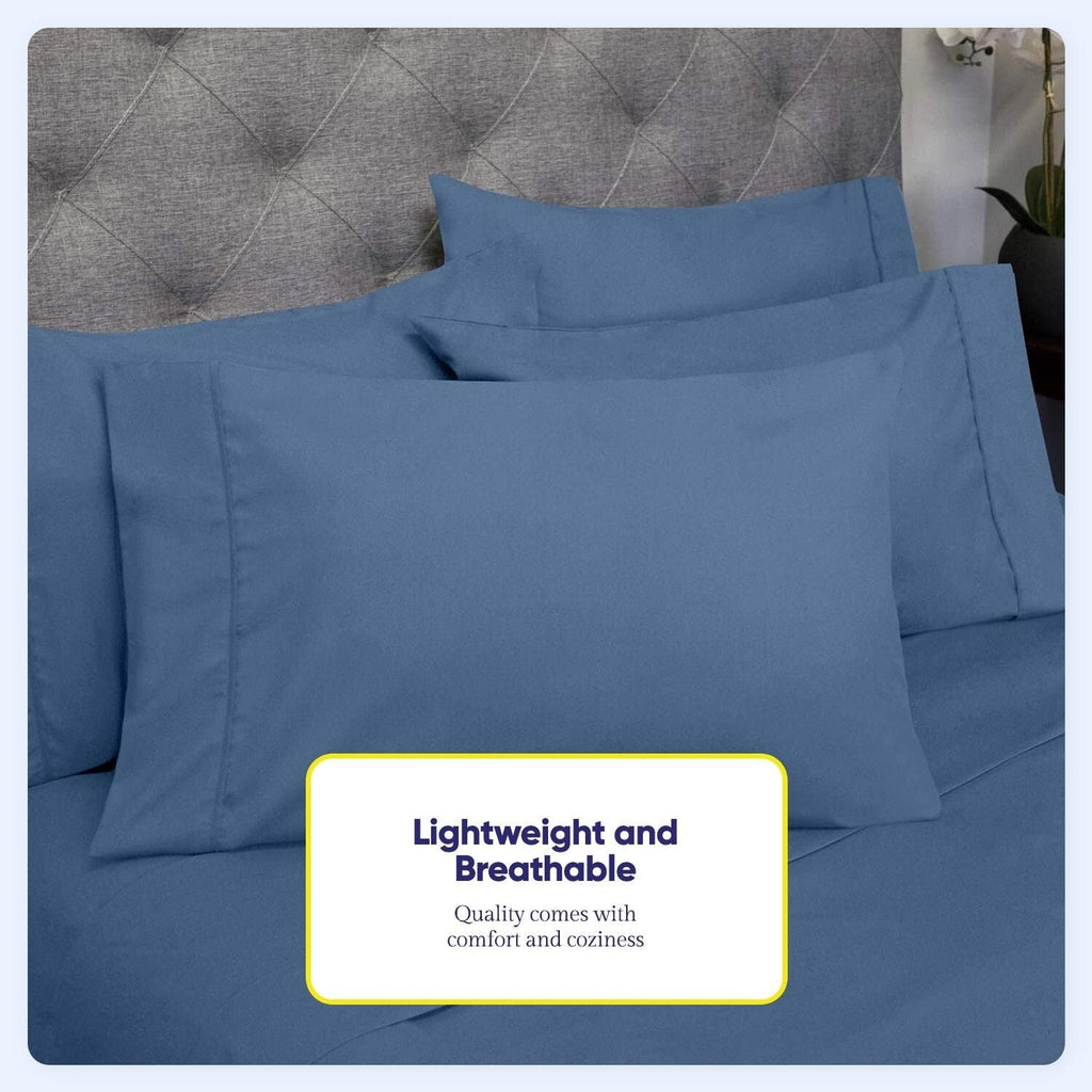 Ensemble de draps 7 pièces en microfibre brossée douce pour lit king size - 4 taies d'oreiller