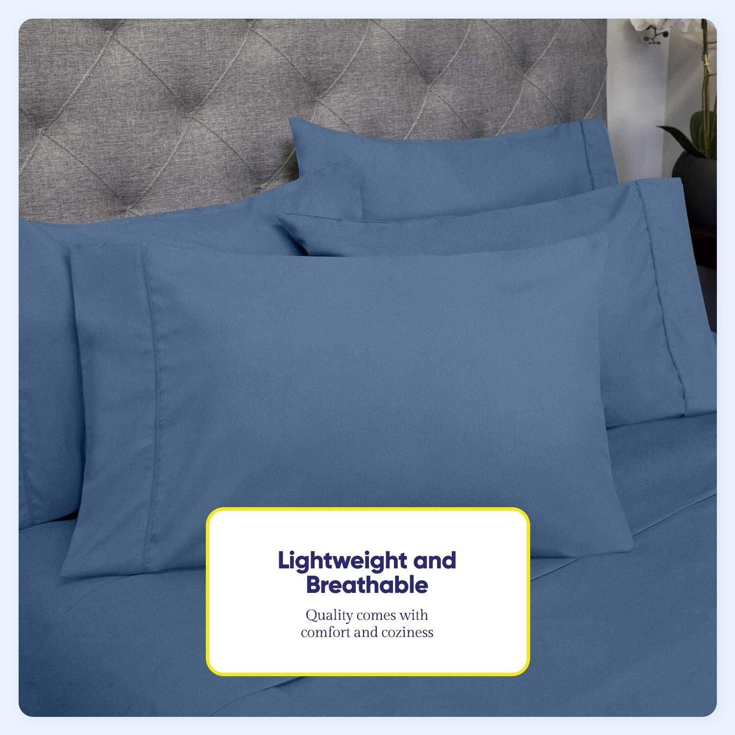 Ensemble de draps 7 pièces en microfibre brossée douce pour lit king size - 4 taies d'oreiller