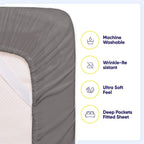 Ensemble de draps 7 pièces en microfibre brossée douce pour lit king size - 4 taies d'oreiller