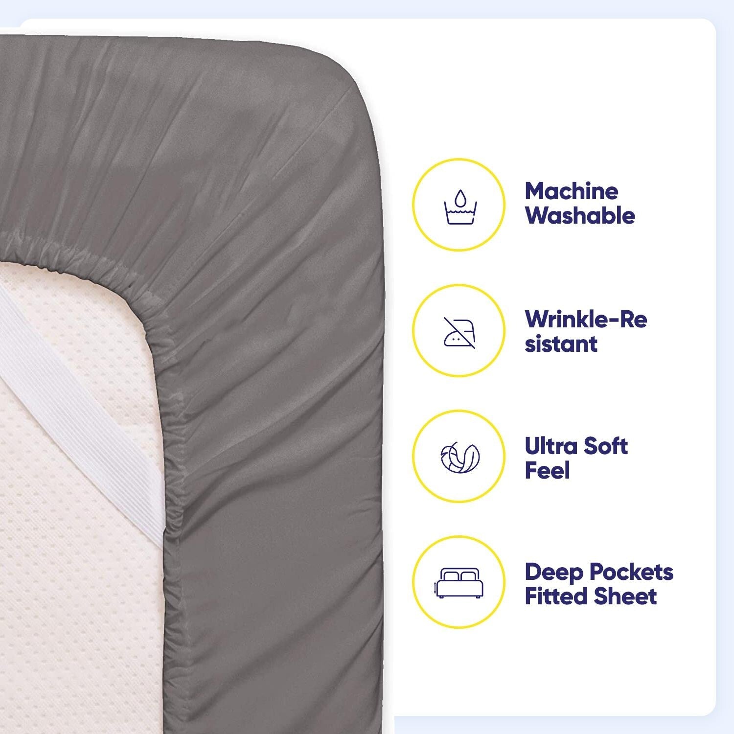 Ensemble de draps 7 pièces en microfibre brossée douce pour lit king size - 4 taies d'oreiller