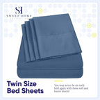 Ensemble de draps 7 pièces en microfibre brossée douce pour lit king size - 4 taies d'oreiller