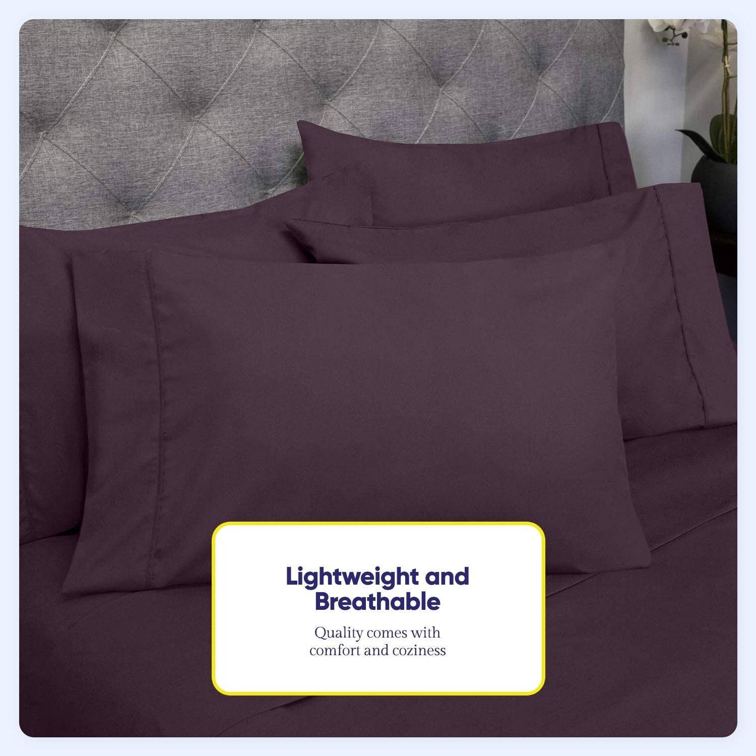 Ensemble de draps 7 pièces en microfibre brossée douce pour lit king size - 4 taies d'oreiller