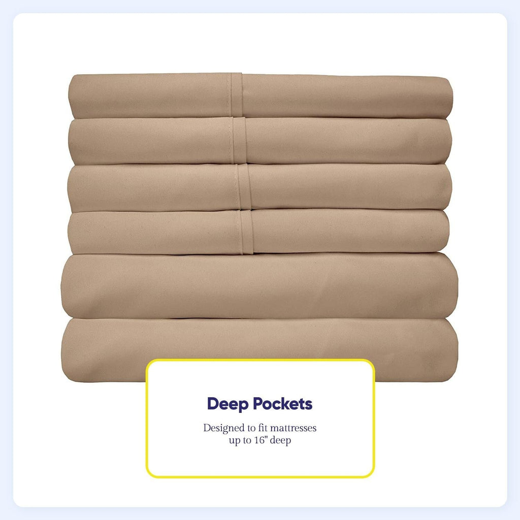 Ensemble de draps 7 pièces en microfibre brossée douce pour lit king size - 4 taies d'oreiller