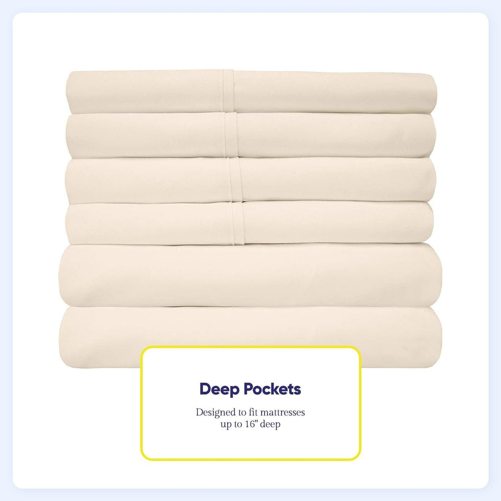 Ensemble de draps 7 pièces en microfibre brossée douce pour lit king size - 4 taies d'oreiller
