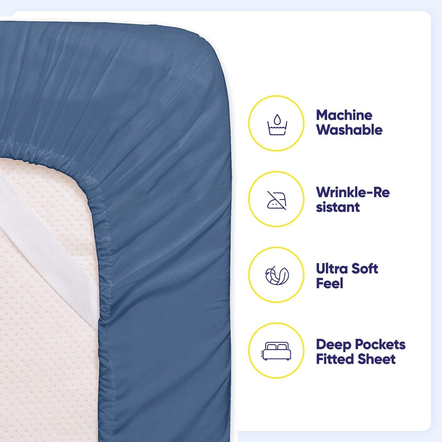 Ensemble de draps 7 pièces en microfibre brossée douce pour lit king size - 4 taies d'oreiller