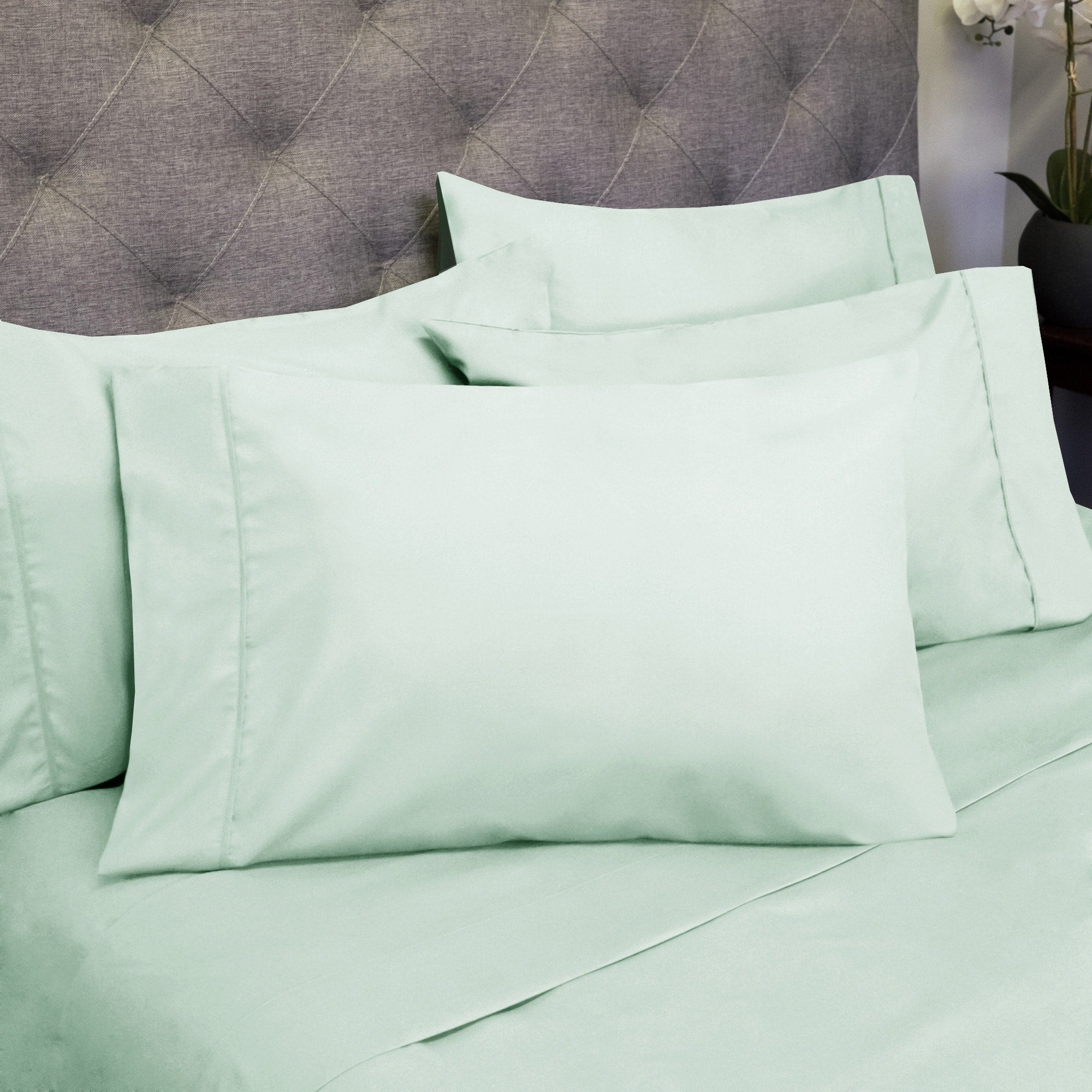 Ensemble de draps 7 pièces en microfibre brossée douce pour lit king size - 4 taies d'oreiller