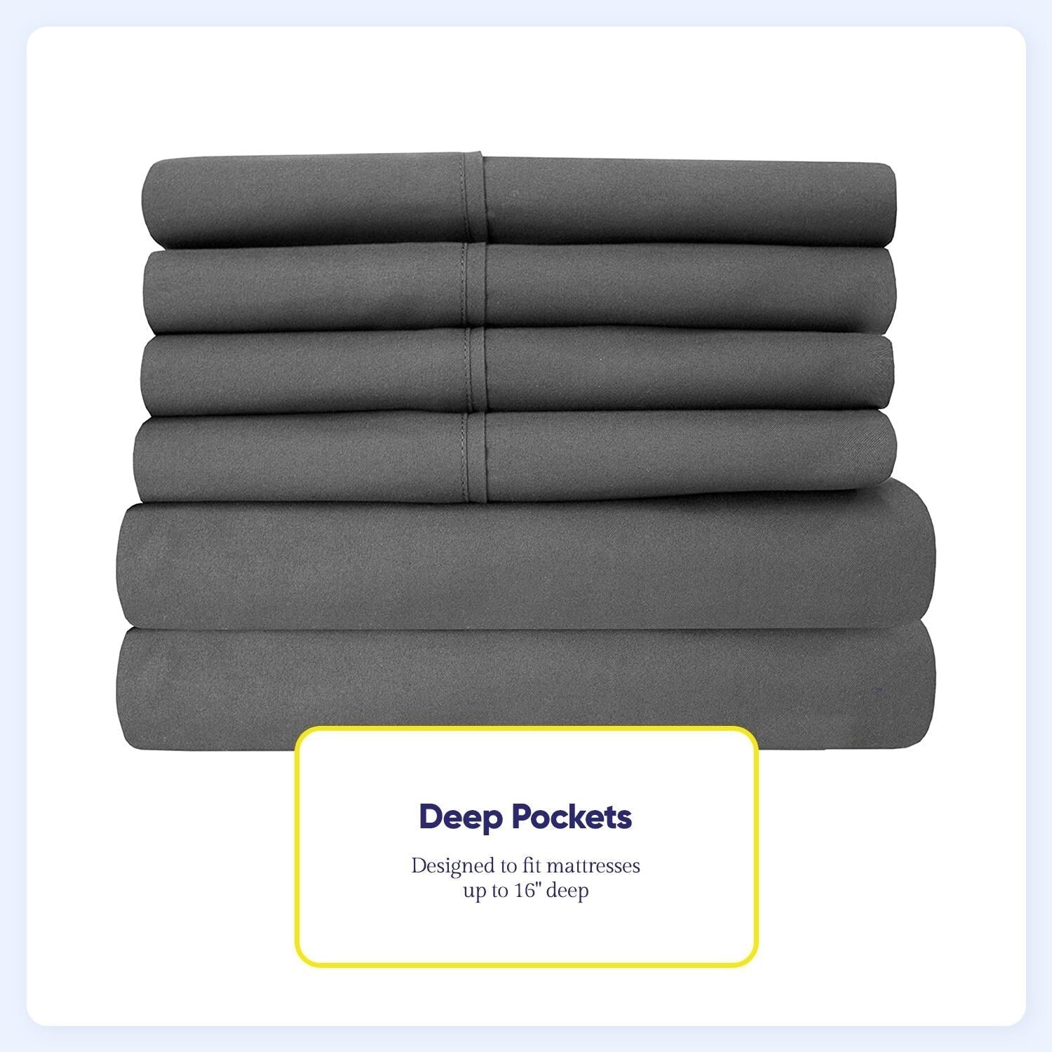Ensemble de draps 7 pièces en microfibre brossée douce pour lit king size - 4 taies d'oreiller
