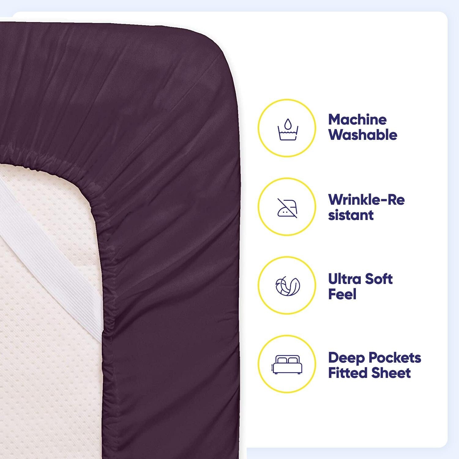 Ensemble de draps 7 pièces en microfibre brossée douce pour lit king size - 4 taies d'oreiller