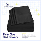 Ensemble de draps 7 pièces en microfibre brossée douce pour lit king size - 4 taies d'oreiller
