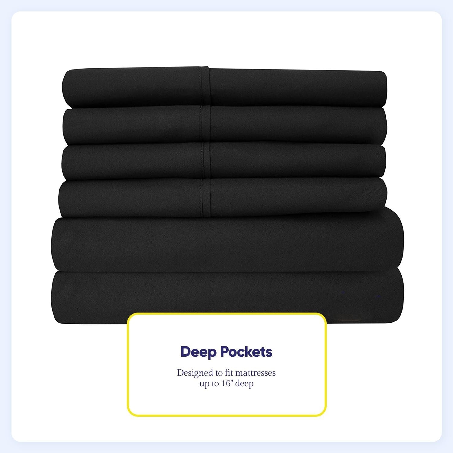 Ensemble de draps 7 pièces en microfibre brossée douce pour lit king size - 4 taies d'oreiller