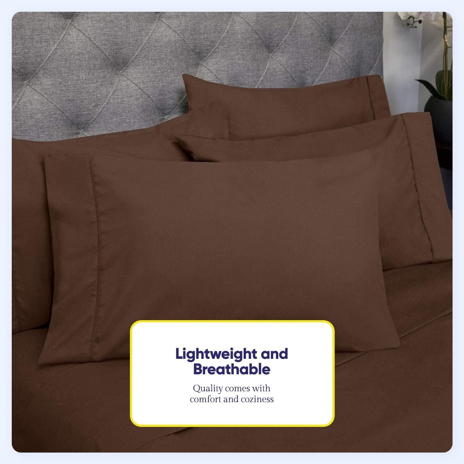 Ensemble de draps 7 pièces en microfibre brossée douce pour lit king size - 4 taies d'oreiller