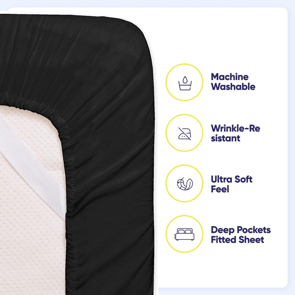 Ensemble de draps 7 pièces en microfibre brossée douce pour lit king size - 4 taies d'oreiller