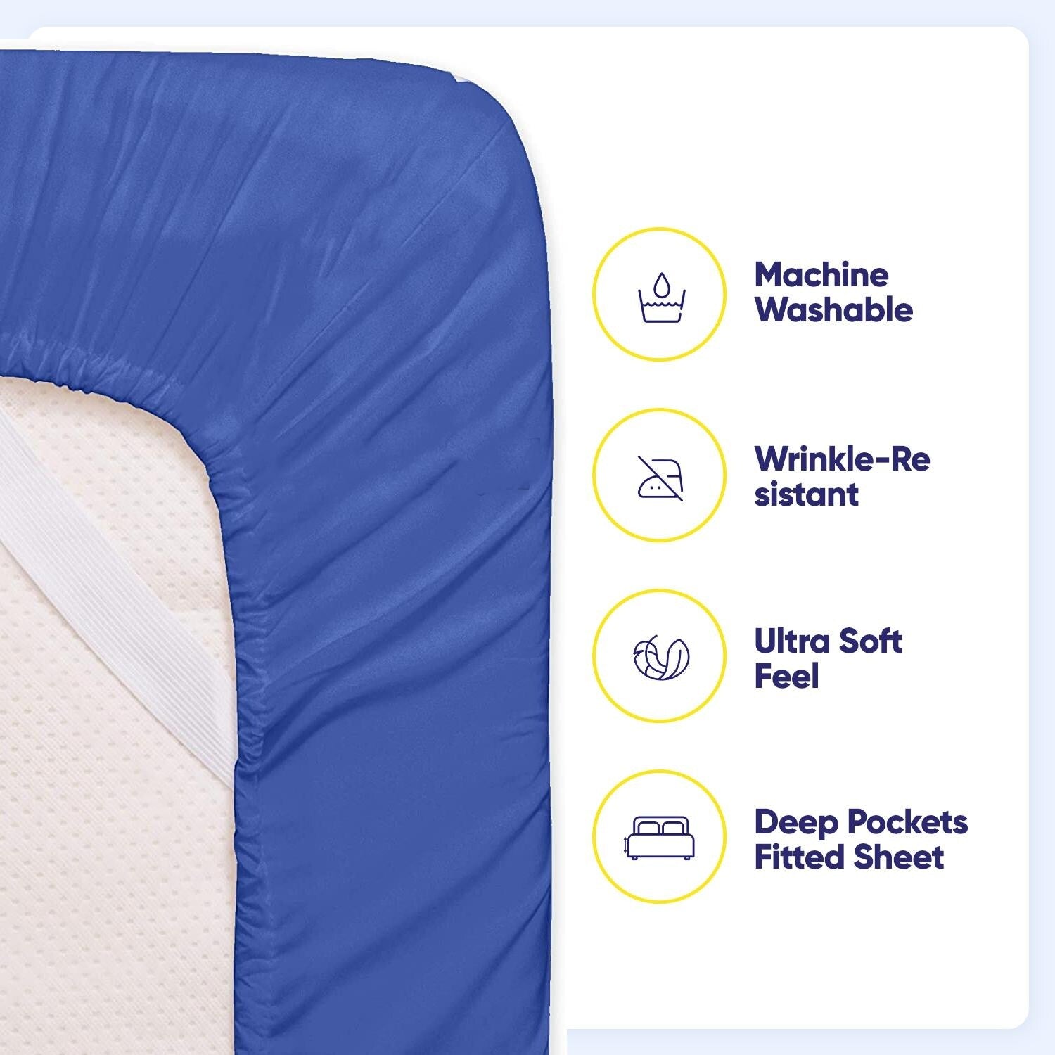 Ensemble de draps 7 pièces en microfibre brossée douce pour lit king size - 4 taies d'oreiller