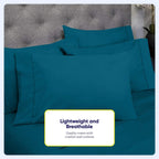 Ensemble de draps 7 pièces en microfibre brossée douce pour lit king size - 4 taies d'oreiller