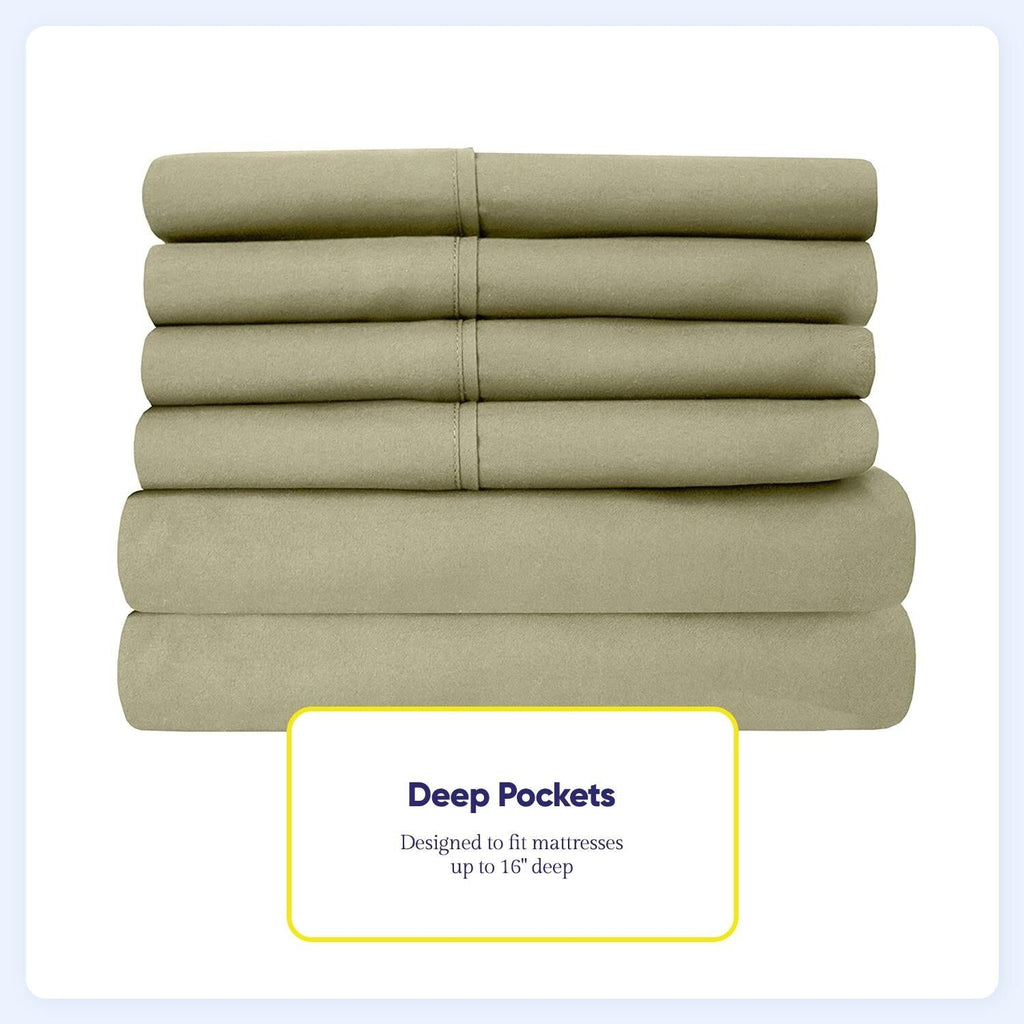 Ensemble de draps 7 pièces en microfibre brossée douce pour lit king size - 4 taies d'oreiller