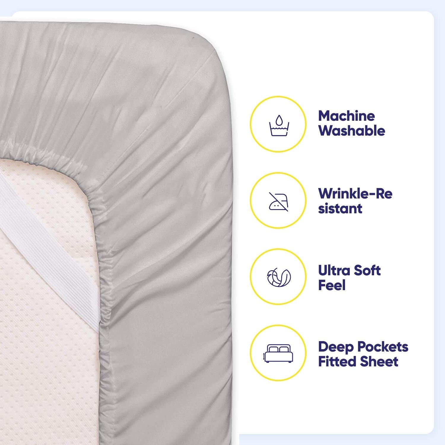 Ensemble de draps 7 pièces en microfibre brossée douce pour lit king size - 4 taies d'oreiller