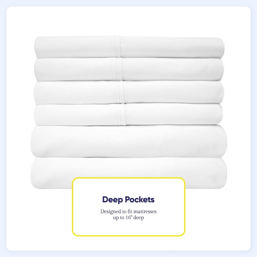 Ensemble de draps 7 pièces en microfibre brossée douce pour lit king size - 4 taies d'oreiller