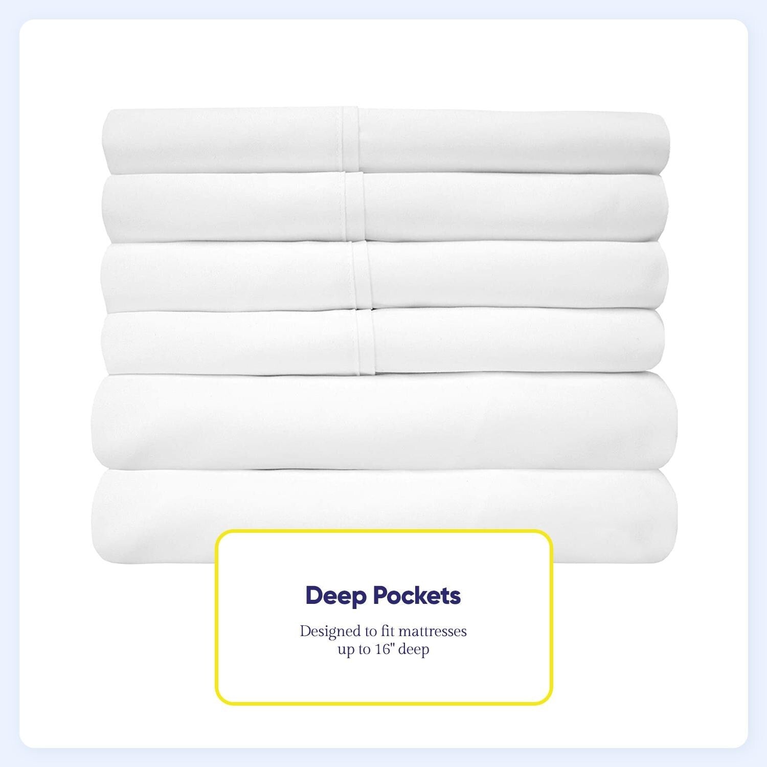Ensemble de draps 7 pièces en microfibre brossée douce pour lit king size - 4 taies d'oreiller