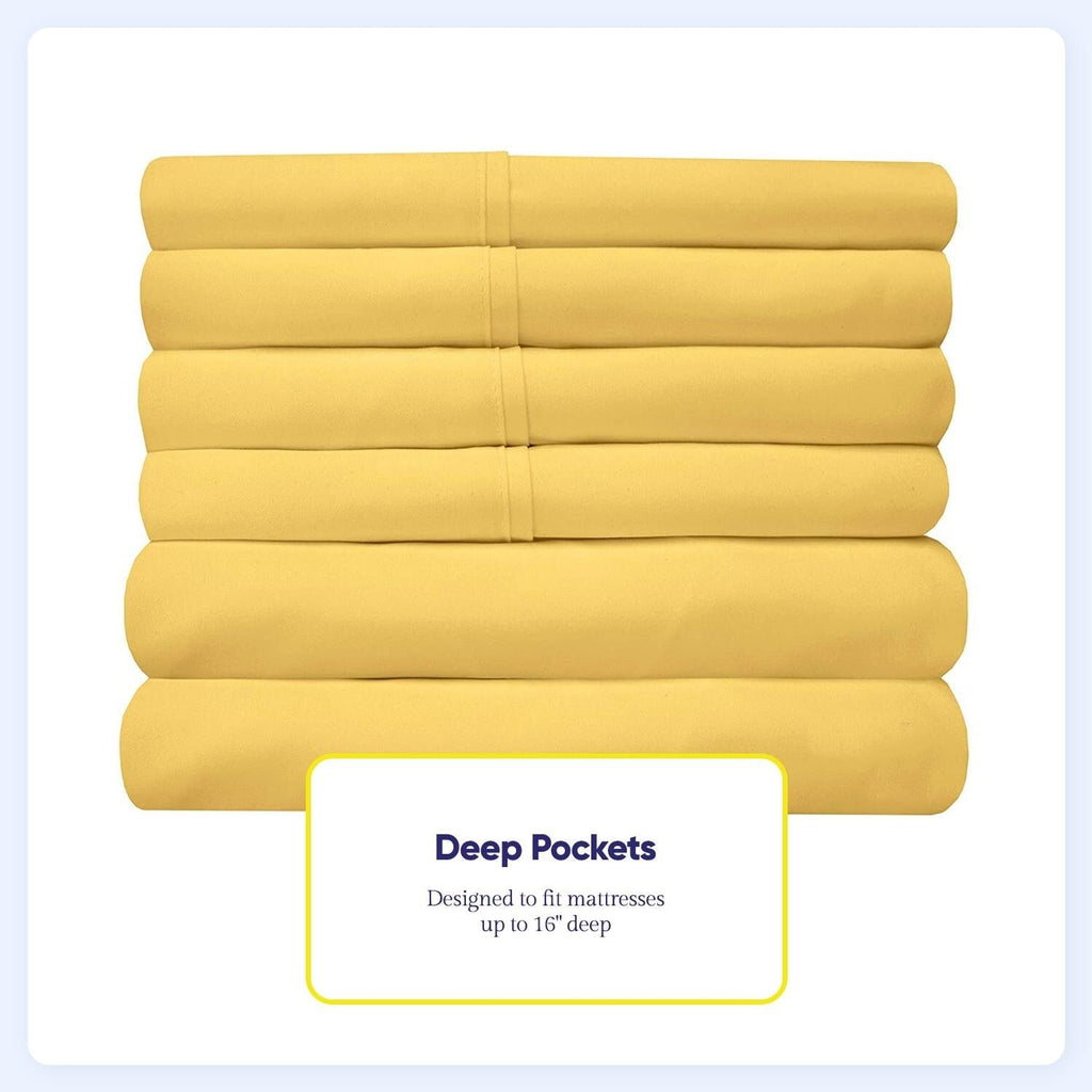 Ensemble de draps 7 pièces en microfibre brossée douce pour lit king size - 4 taies d'oreiller