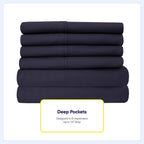 Ensemble de draps 7 pièces en microfibre brossée douce pour lit king size - 4 taies d'oreiller