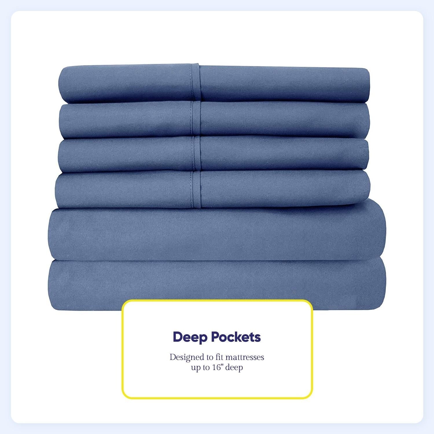 Ensemble de draps 7 pièces en microfibre brossée douce pour lit king size - 4 taies d'oreiller