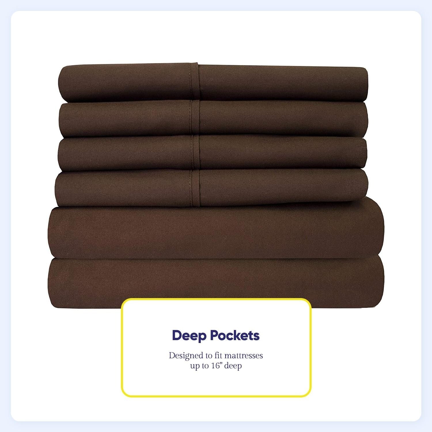 Ensemble de draps 7 pièces en microfibre brossée douce pour lit king size - 4 taies d'oreiller