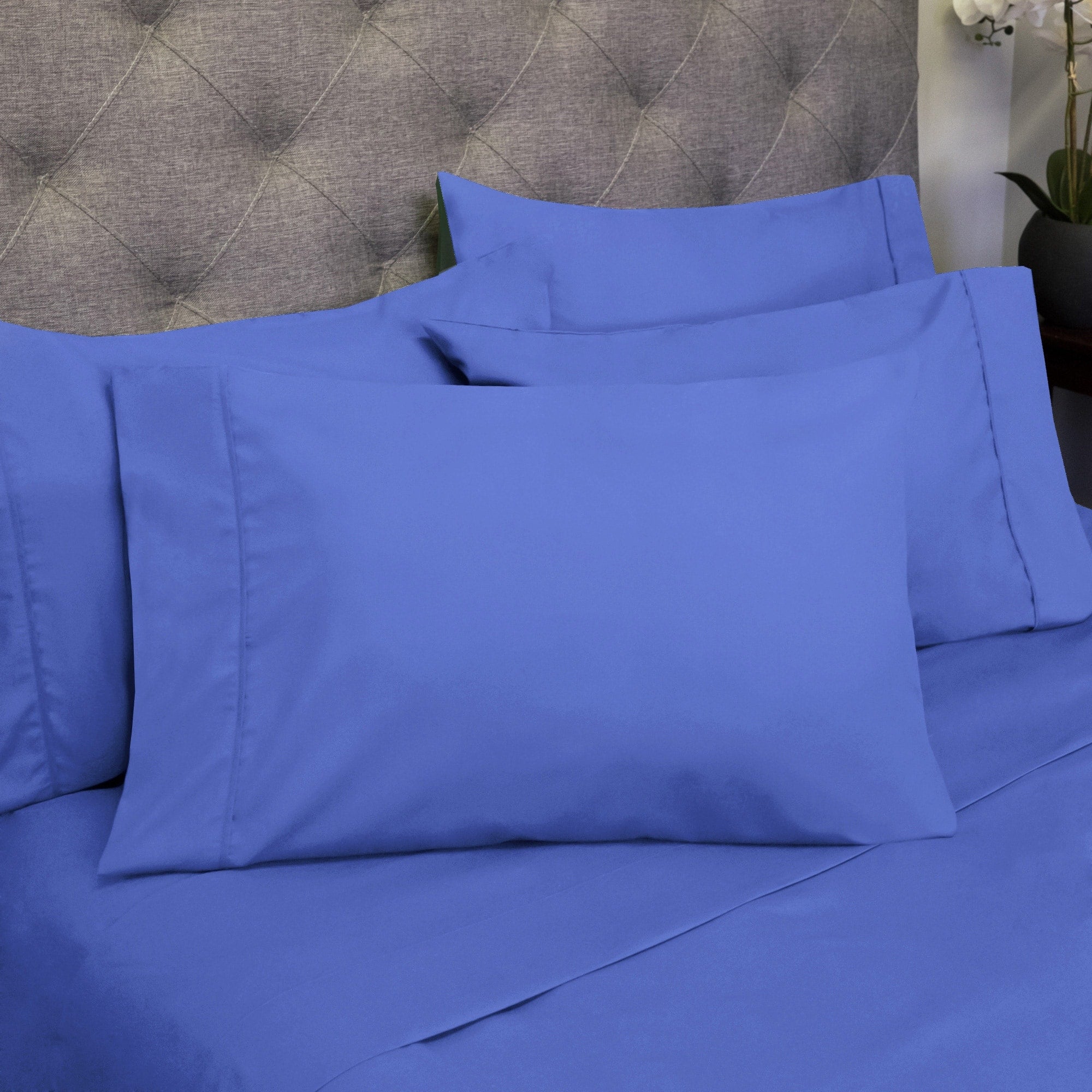 Ensemble de draps 7 pièces en microfibre brossée douce pour lit king size - 4 taies d'oreiller