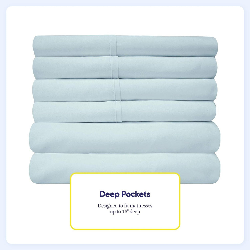 Ensemble de draps 7 pièces en microfibre brossée douce pour lit king size - 4 taies d'oreiller