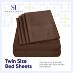 Ensemble de draps 7 pièces en microfibre brossée douce pour lit king size - 4 taies d'oreiller